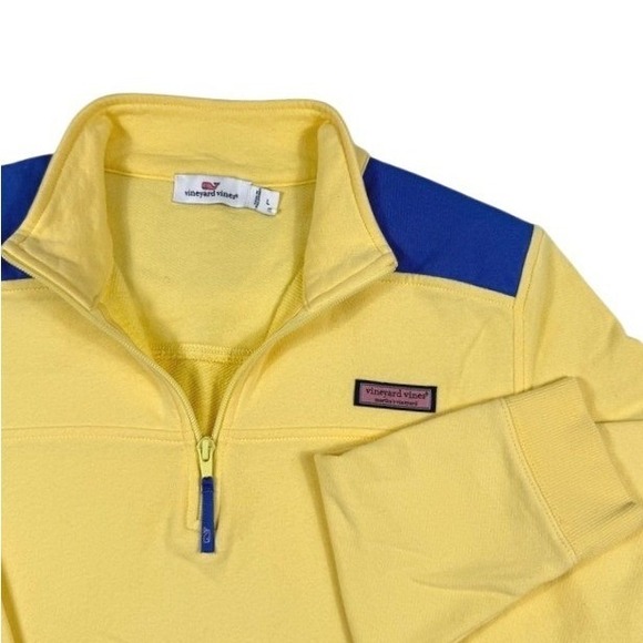 Vineyard Vines Tops - Vineyard Vines Nautical Yellow Blue Colorblock Quarter Zip Pullover Womens L